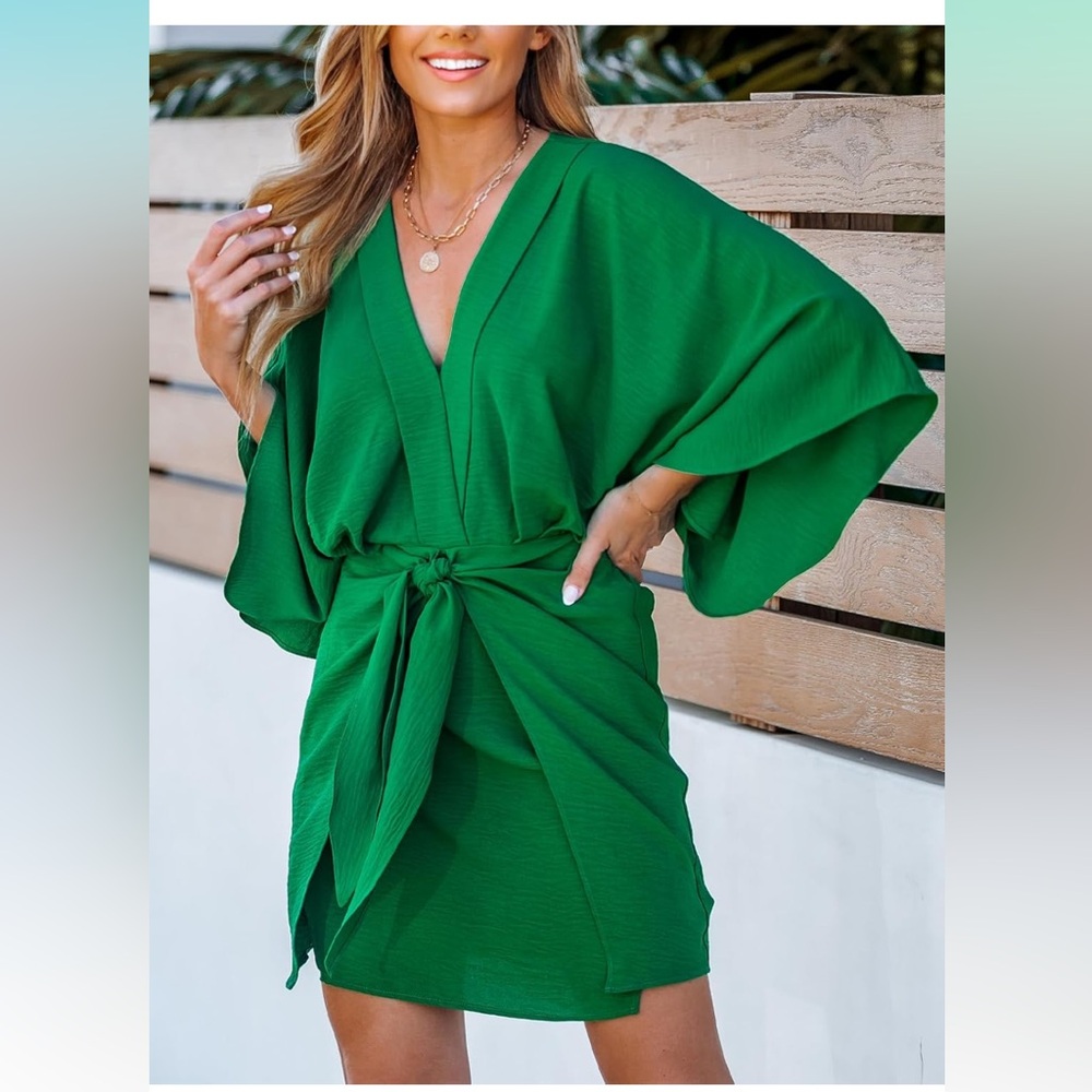 Cupshe Green Kimono Dress